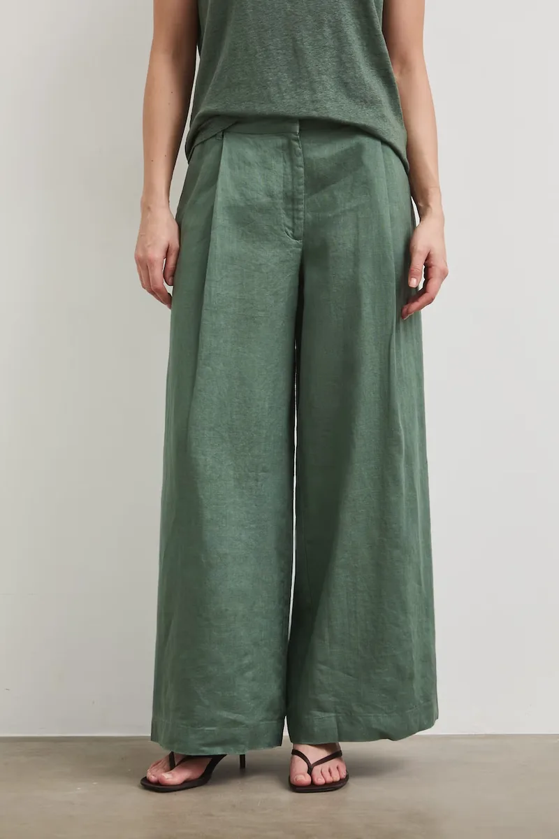 Medicine παντελόνι wide leg γυναικεία λινά
