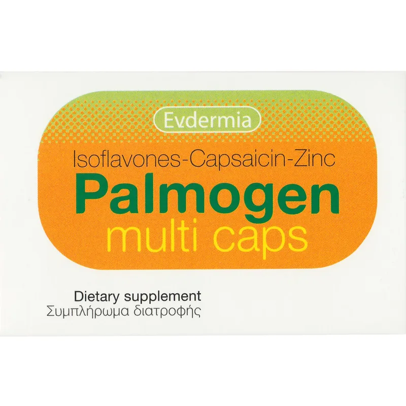 Evdermia Palmogen Multi Συμπλήρωμα Διατροφής Εκχυλίσματος του Βοτάνου Saw Palmetto, Βιταμινών & Μετάλλων για την Καλή Υγεία του Τριχωτού της Κεφαλής, Κατά της Ανδρικής Τριχόπτωσης 30caps