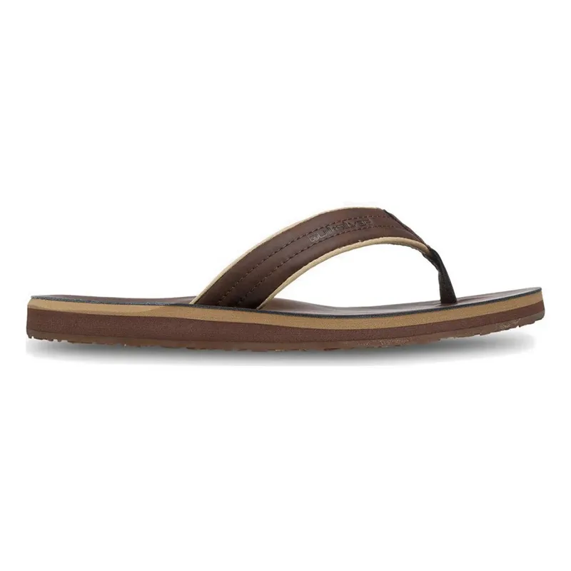 Quiksilver Carver Nubuck Ανδρικές Δερμάτινες Σαγιονάρες EQYL100060-KVJ1 Καφέ