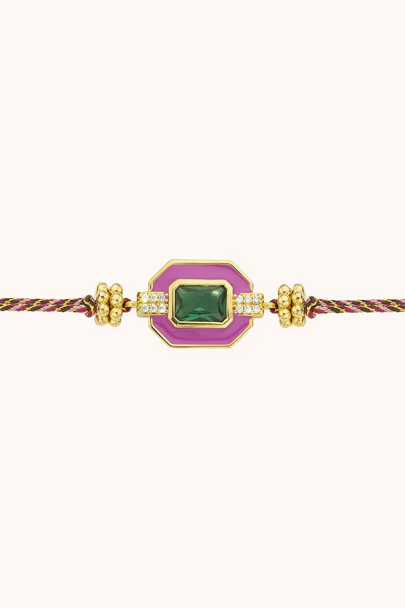 Mya Bay γυναικείo βραχιόλι με πέτρες "Fuchsia Art Deco" - BR-368 Χρυσό