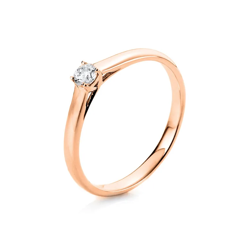 Diamond Group Μονόπετρο Δαχτυλίδι με Διαμάντι Brilliant από Ροζ Χρυσό 18 Καρατίων DDX420