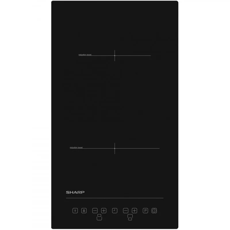 Κεραμική ενσωματωμένη εστία Sharp KH-3I25NT0K-EU, 3500W, 2 ζώνες, 9 επίπεδα, Χρονοδιακόπτης, Booster, Induction, Μαύρο