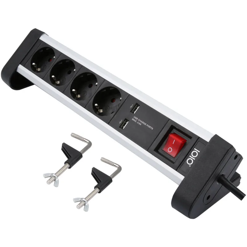 Πολύπριζο Ασφαλείας 4 Θέσεων Με 2 USB Διακόπτη Και Βάση Για Γραφείο OLYMPIA SL 2425 U