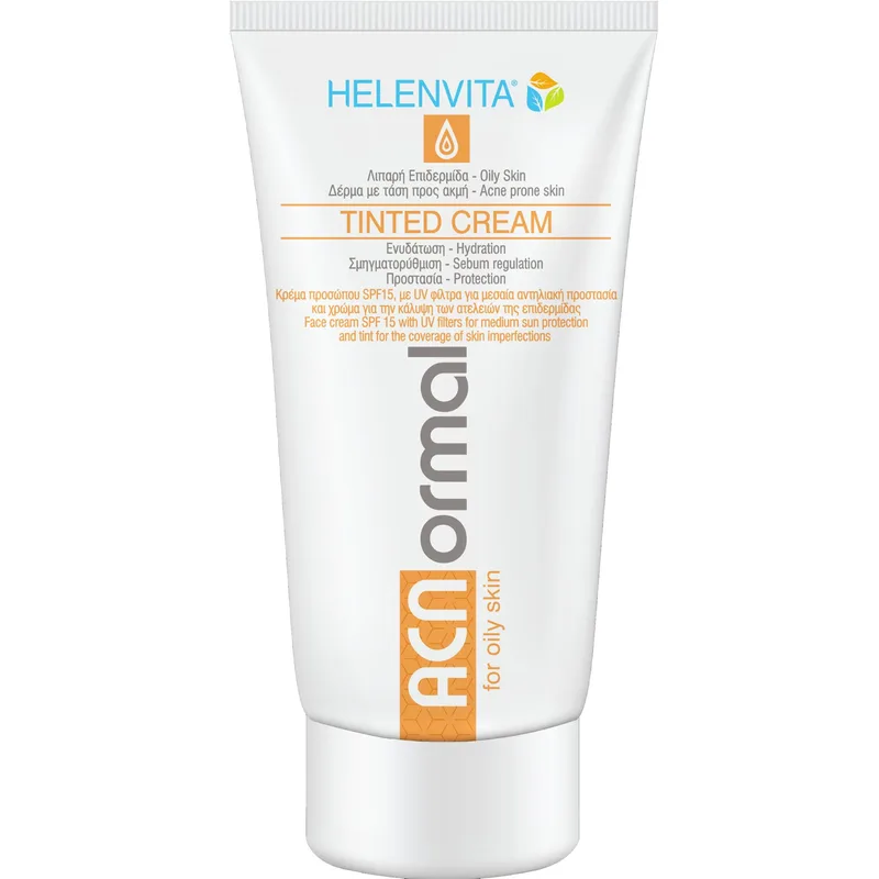 Helenvita ACNormal Tinted Cream Αντηλιακή Κρέμα Προσώπου Spf15 με Χρώμα για την Κάλυψη των Ατελειών της Λιπαρής Επιδερμίδας 60ml