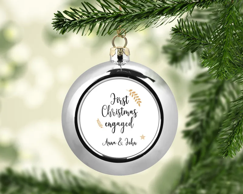 Χριστουγεννιάτικο στολίδι - Our first Christmas engaged - Ασημί