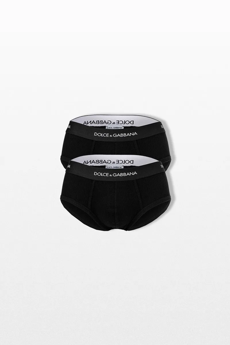 DOLCE&GABBANA Ανδρικό Μαύρο Two-Pack Cotton Boxers