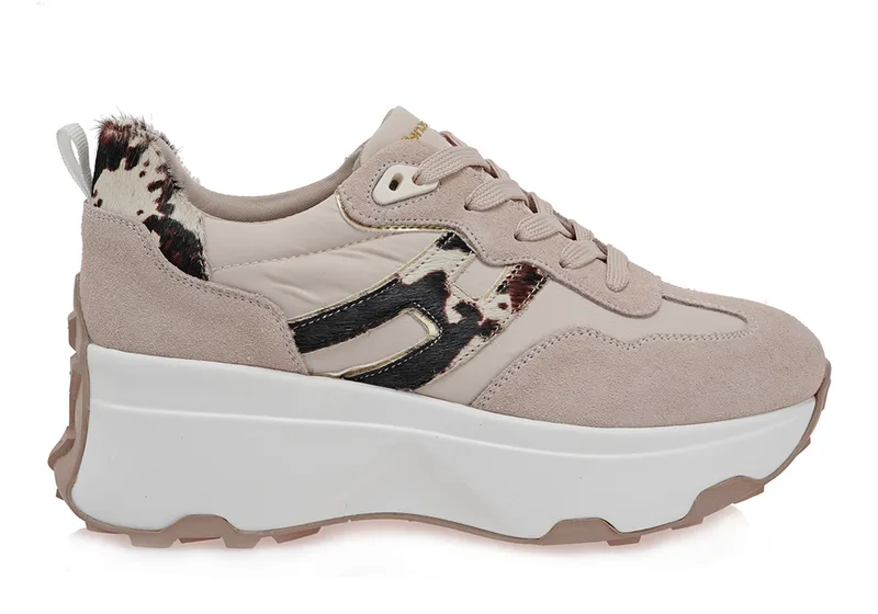 Γυναικεία Δερμάτινα Sneakers Renato Garini 560-61RG43 Μπεζ Καστόρι Cow Pony W119R54333W0