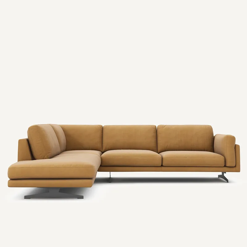 Γωνιακός καναπές από λινό βελούδο Μ234xΠ289xΥ82cm