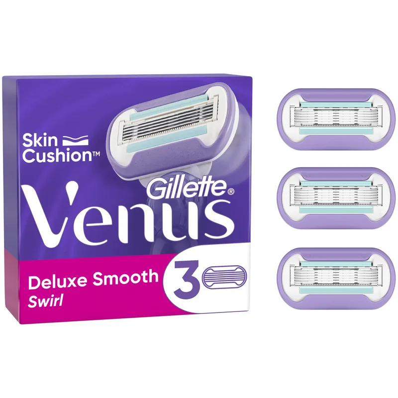 Gillette Venus Deluxe Smooth Swirl Ανταλλακτικές Κεφαλές Ξυρίσματος με 5 Λεπίδες που Διαρκούν Έως 30 Ημέρες, 3 Τεμάχια