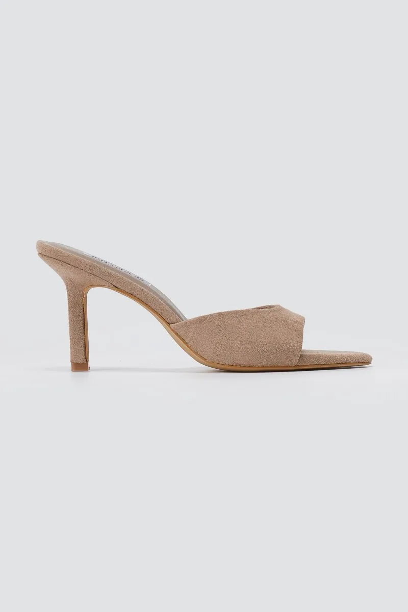 BOTEGGA 22 Slim Heel Mules Wide Strap - BOT19 - Μπεζ Suede