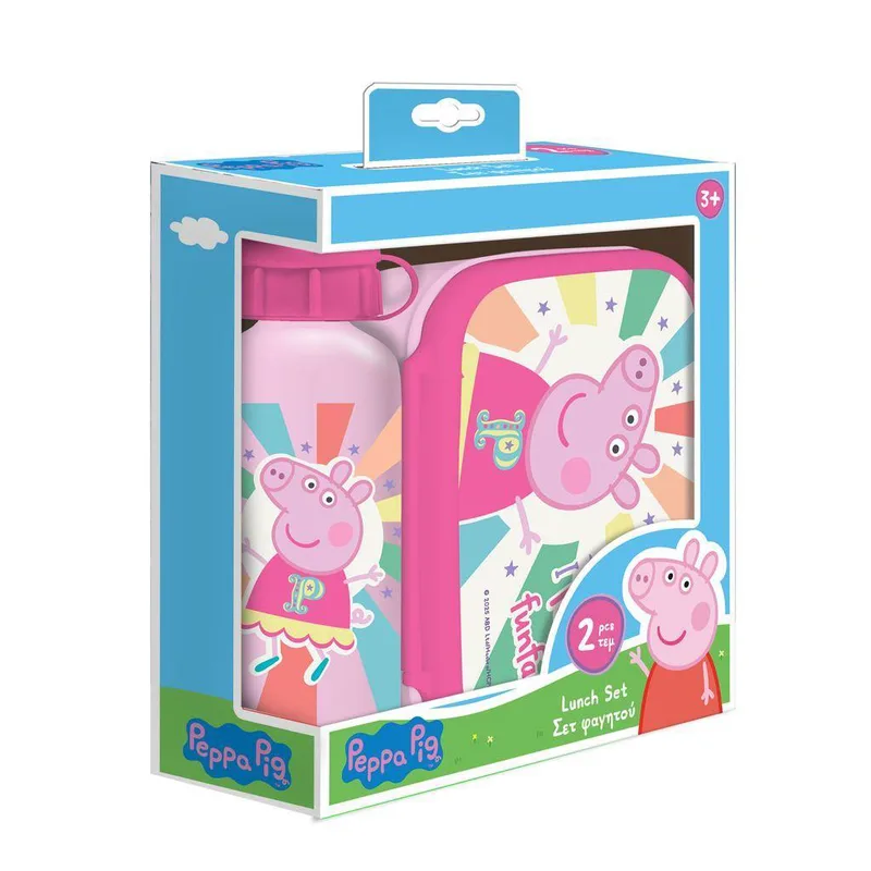 Σετ Φαγητού Peppa Pig Φαγητοδοχείο 800ml-Παγούρι Αλουμινίου 500ml