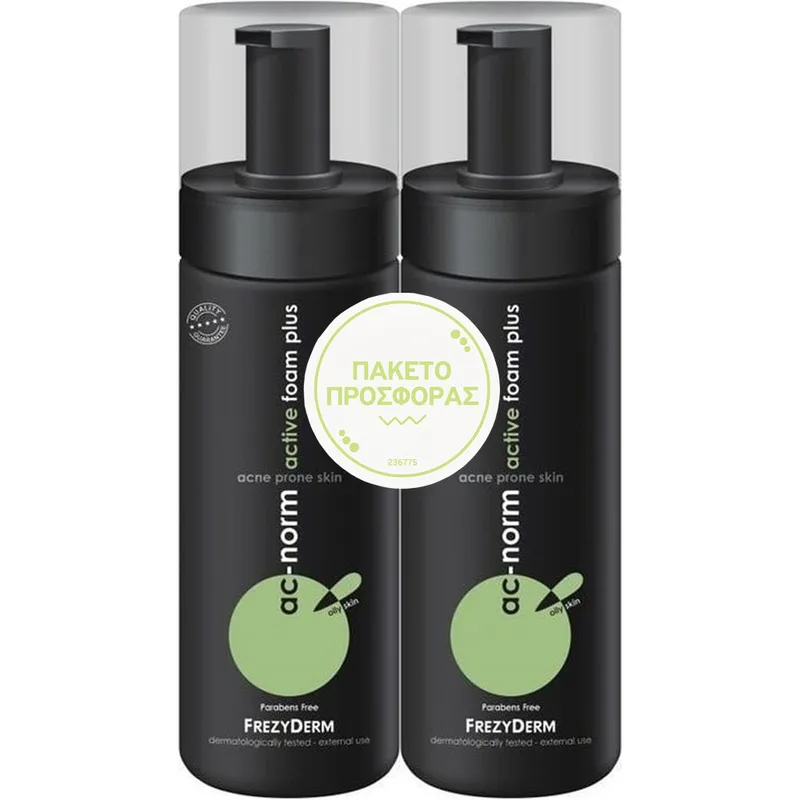 Frezyderm Promo Ac-Norm Active Foam Plus Ενεργός Αφρός Καθαρισμού Προσώπου για Λιπαρές Επιδερμίδες με Τάση Ακμής 300ml (2x150ml)