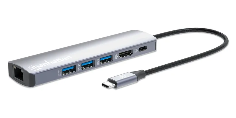 MANHATTAN 6-in-1 4K USB-C Dockingstation 1xHDMI 3xUSB 5 Gb/s
