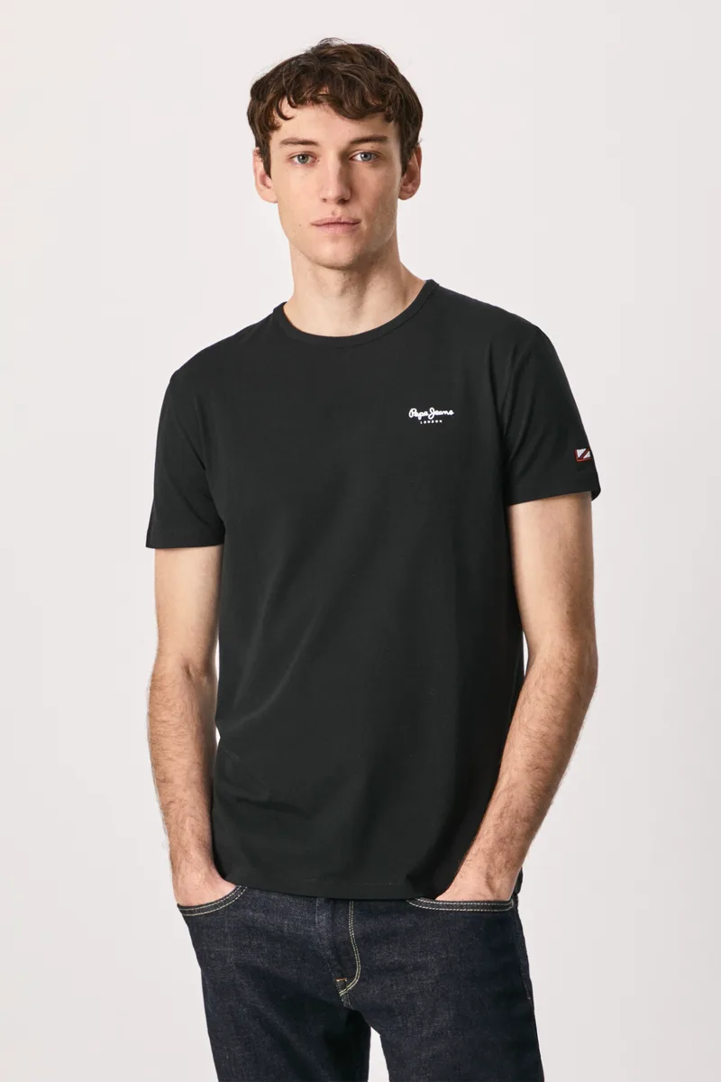 Pepe Jeans ανδρικό T-shirt με logo print ''Original" - PM508212 Μαύρο