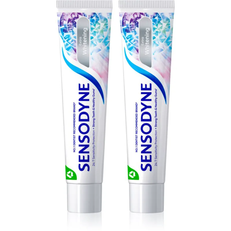 Sensodyne Extra Whitening λευκαντική οδοντόκρεμα με φθόριο για ευαίσθητα δόντια 2x75 ml