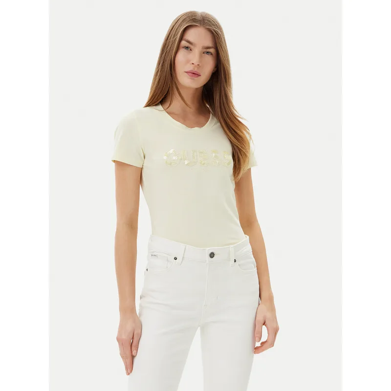 Guess T-Shirt W5GI17 J1314 Κίτρινο Slim Fit