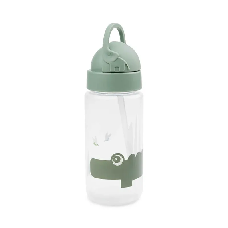 Πλαστικό Παγούρι με Καλαμάκι Done By Deer Croco Green 350ml BR76439