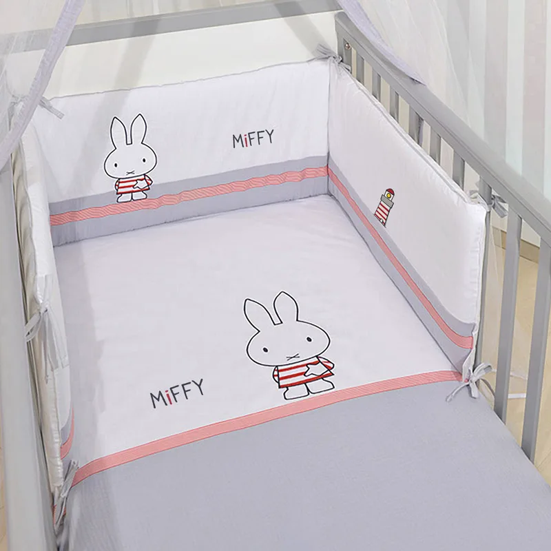 Σετ Προίκα Κούνιας Μουσελίνα 3τμχ Miffy 65 Grey