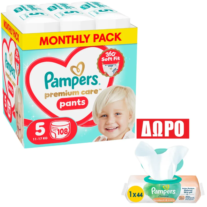 Πάνες Pampers Premium Care Pants Monthly Pack No5 (11-17kg) 108τεμ