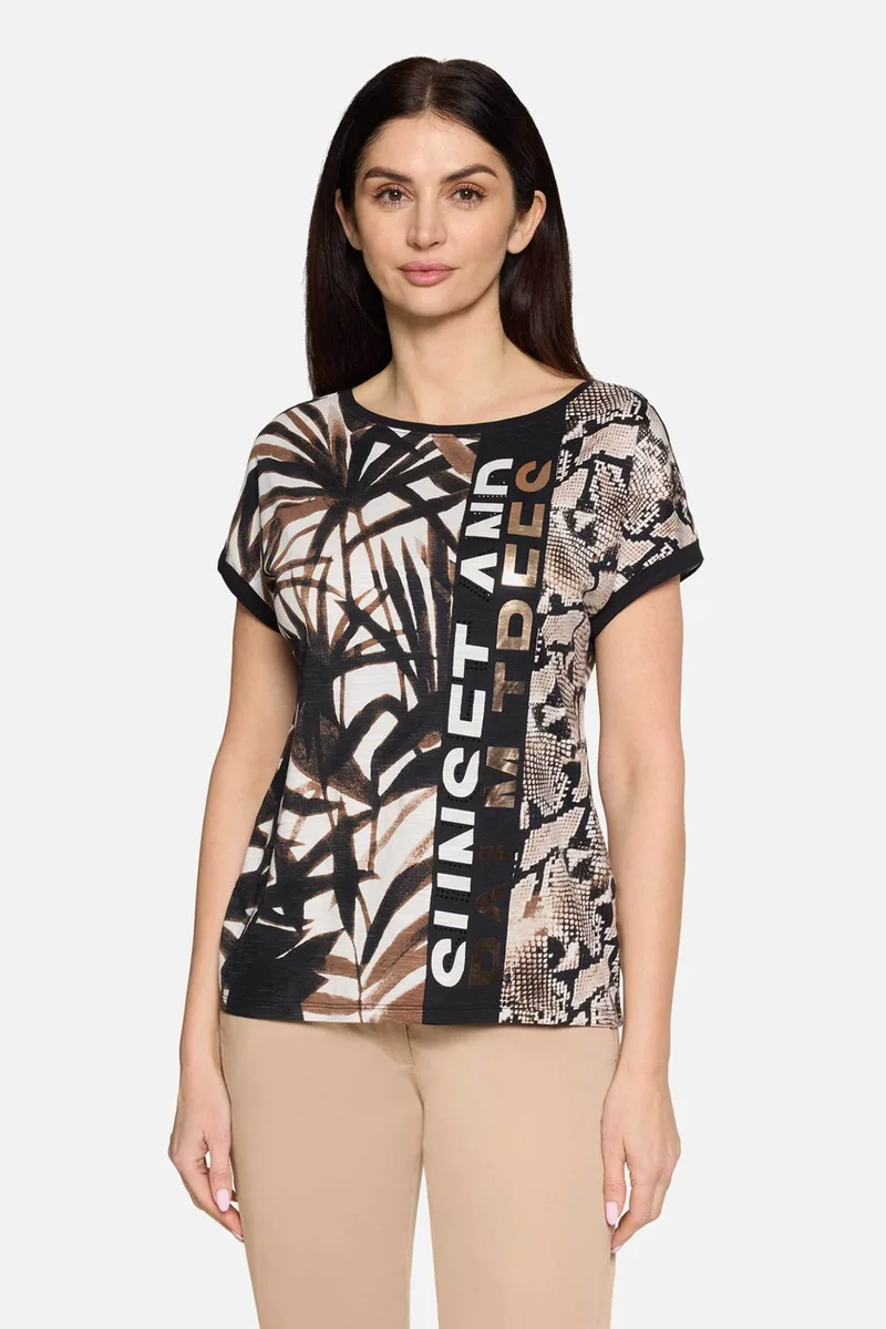 So Cosy γυναικεία μπλούζα με tropical και snake print - 2444/8543 Καφέ