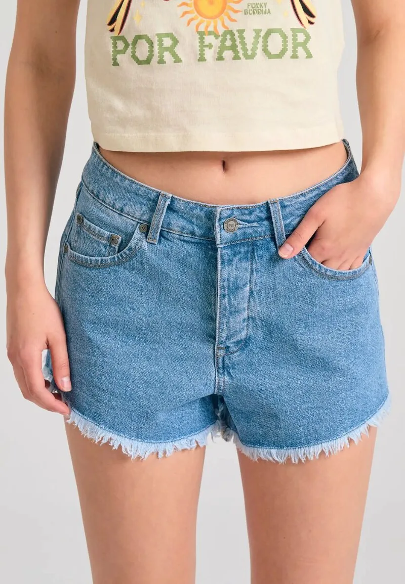 Funky Buddha Γυναικείο Jean Shorts FBL011-162-03 Μπλέ