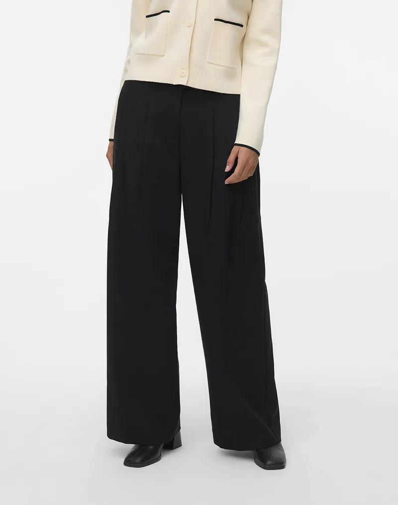 VERO MODA VMPHILINE MW WIDE PANT 10338643-BLACK Black