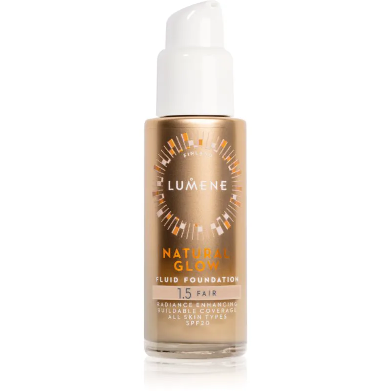 Lumene Natural Glow λαμπρυντικό μεικ απ για φυσική εμφάνιση SPF 20 απόχρωση 1.5 Fair (Warm) 30 ml