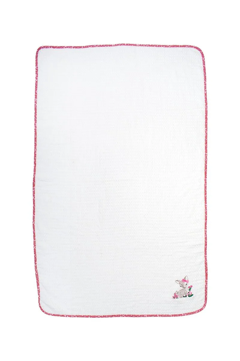 Κουβέρτα Πικέ Κούνιας 100x160εκ. Με Κέντημα Deer 197 White-Ροζ DimCol (Ύφασμα: Βαμβάκι 100%, Χρώμα: Λευκό, Μέγεθος: Κούνιας) - DimCol - 31142649027