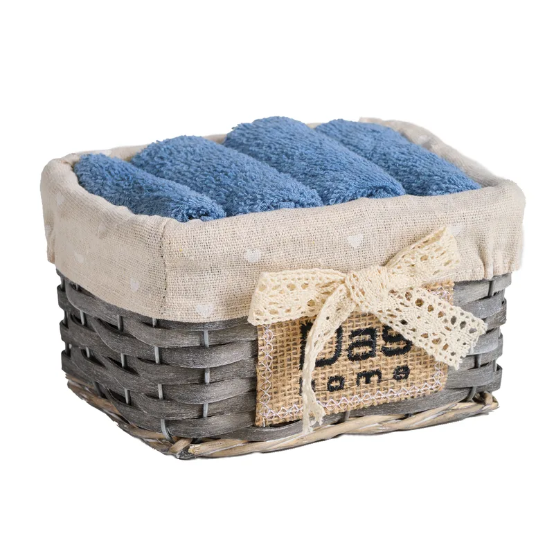 Σετ Πετσέτες Χεριών 4τμχ Soft Blue Με Καλάθι 4004 Das Home (Ύφασμα: Βαμβάκι 100%, Χρώμα: Μπλε, Μέγεθος: Χεριών ) - Das Home - 530708004004