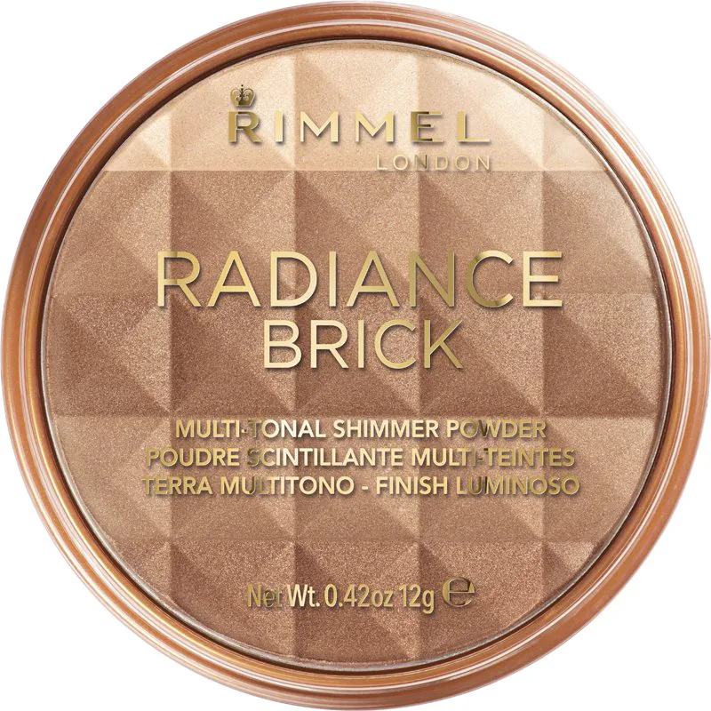Rimmel Radiance Brick μπρονζερ λαμπρυντική πούδρα απόχρωση 001 Light 12 γρ