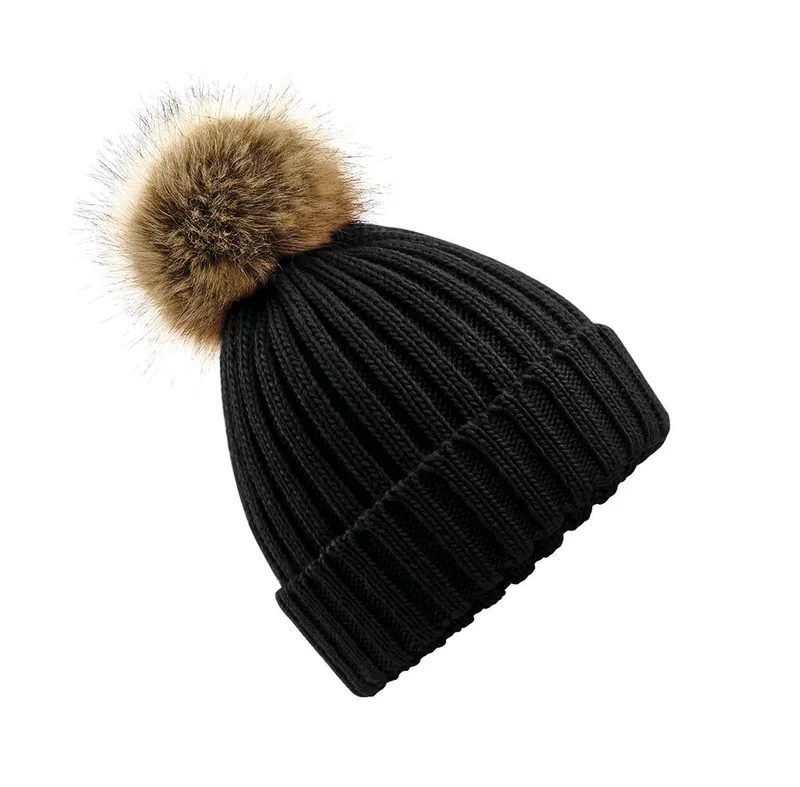Σκούφος Chunky Beanie με Πομ-Πομ B412 Beechfield Black