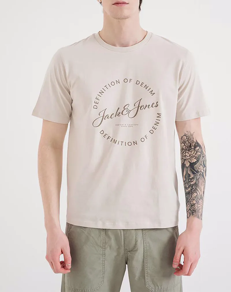 JACK&JONES JJGRAYSON TEE SS CREW NECK 12288377-Moonbeam Ecru