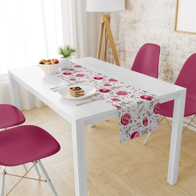 Runner Polycotton Αλέκιαστo 40x180εκ. Pomegranate 458 White DimCol (Χρώμα: Λευκό, Ύφασμα: 70% Βαμβάκι-30% Polyester) - DimCol - 33313355001