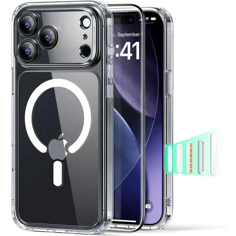 Θήκη & Tempered Glass iPhone 17 Pro Max ESR Classic Hybrid Magnetic Set Ανθεκτική με MagSafe & Full Face Αντιχαρακτικό Γυαλί Προστασίας Οθόνης - Clear (4894240289006)