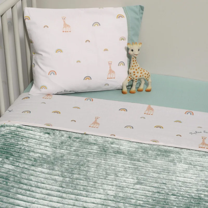 Minky ΝEW Κοτλέ Κουβέρτα Λίκνου Διπλής Όψης 75x95 Des.503 SOPHIE LA GIRAFE