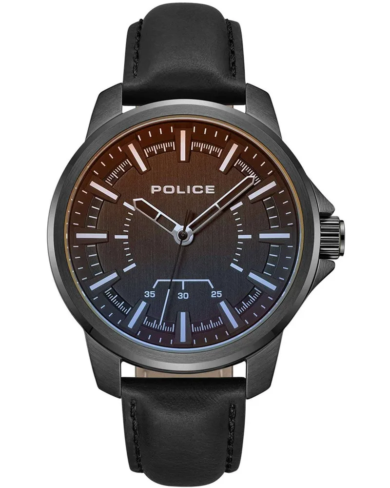POLICE Mensor - PEWJA0004802, Grey case with Black Leather Strap