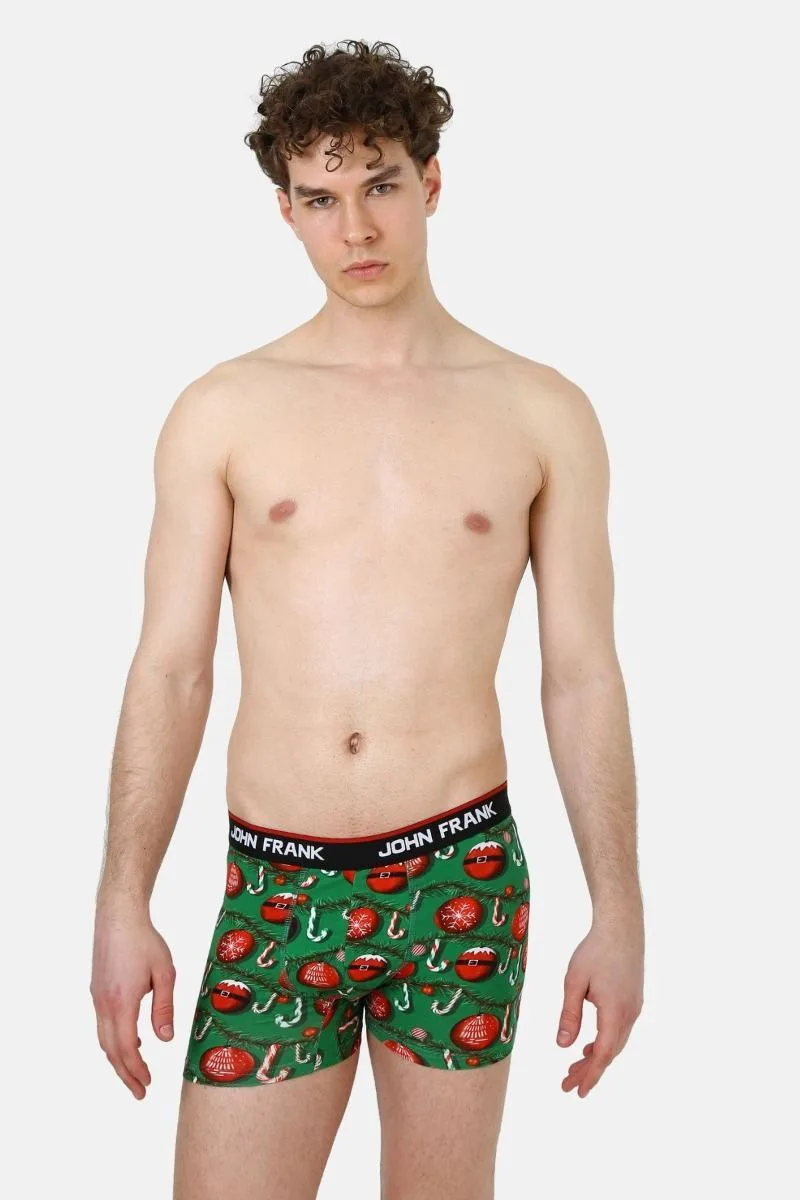 Χριστουγεννιάτικο ανδρικό boxer SANTA BALL Βαμβακερό John Frank 30965 Πράσινο