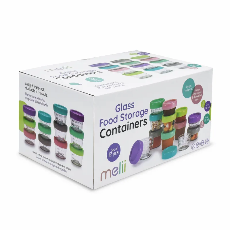 Σετ 12τμχ Δοχεία Γυάλινα Με Καπάκι Glass Baby Food Containers Melii MEL16900 (Υλικό: Γυαλί) - Melii - MEL16900