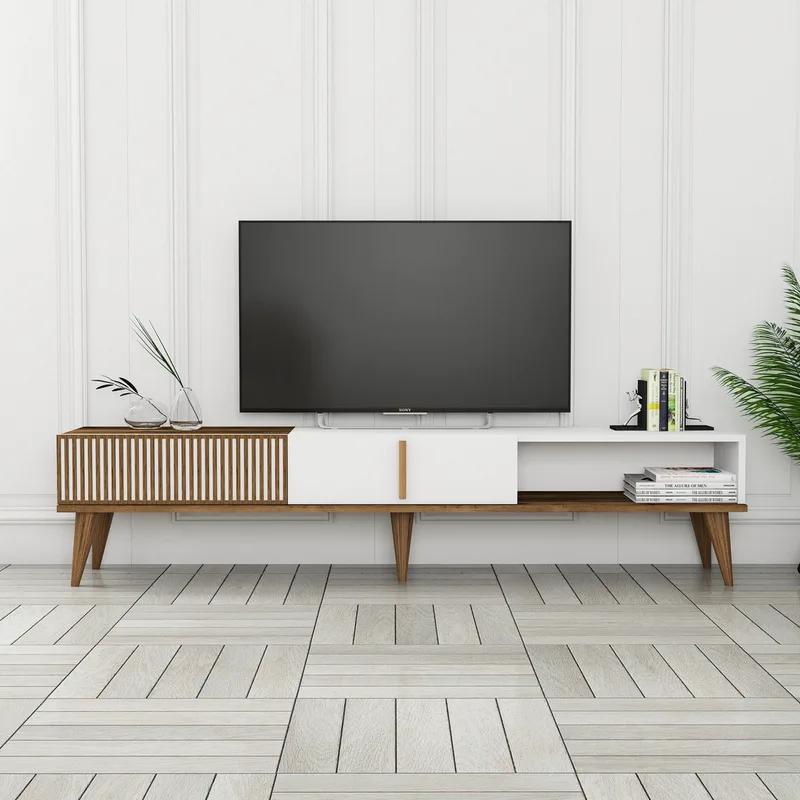 Βάση Τηλεόρασης Milan Alt - Walnut, White 845Hct3106 (180x40x35)