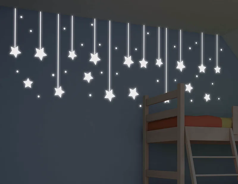 Αυτοκόλλητο Τοίχου Φωσφοριζέ Hanging Stars Ango 200x65εκ. 79227 - ango - ANGO_79227