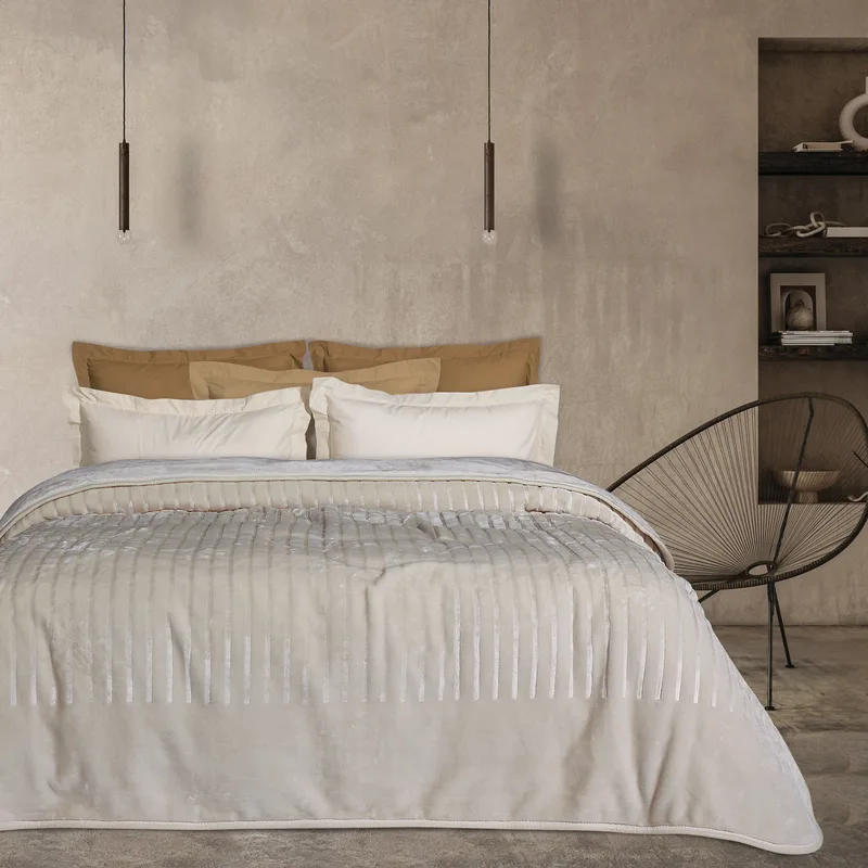 Κουβέρτα Βελουτέ Ανάγλυφη Μονή 160x240εκ. Blankets 1351 Μπεζ Das Home (Ύφασμα: Βελούδο, Χρώμα: Μπεζ, Μέγεθος: Μονά) - Das Home - 420577711351