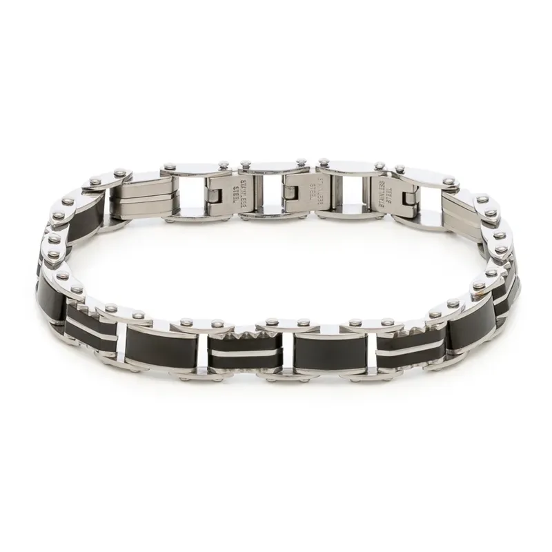 Βραχιόλι ανδρικό Visetti μαύρο με ασημί 61C-BR410SB 61C-BR410SB Ατσάλι
