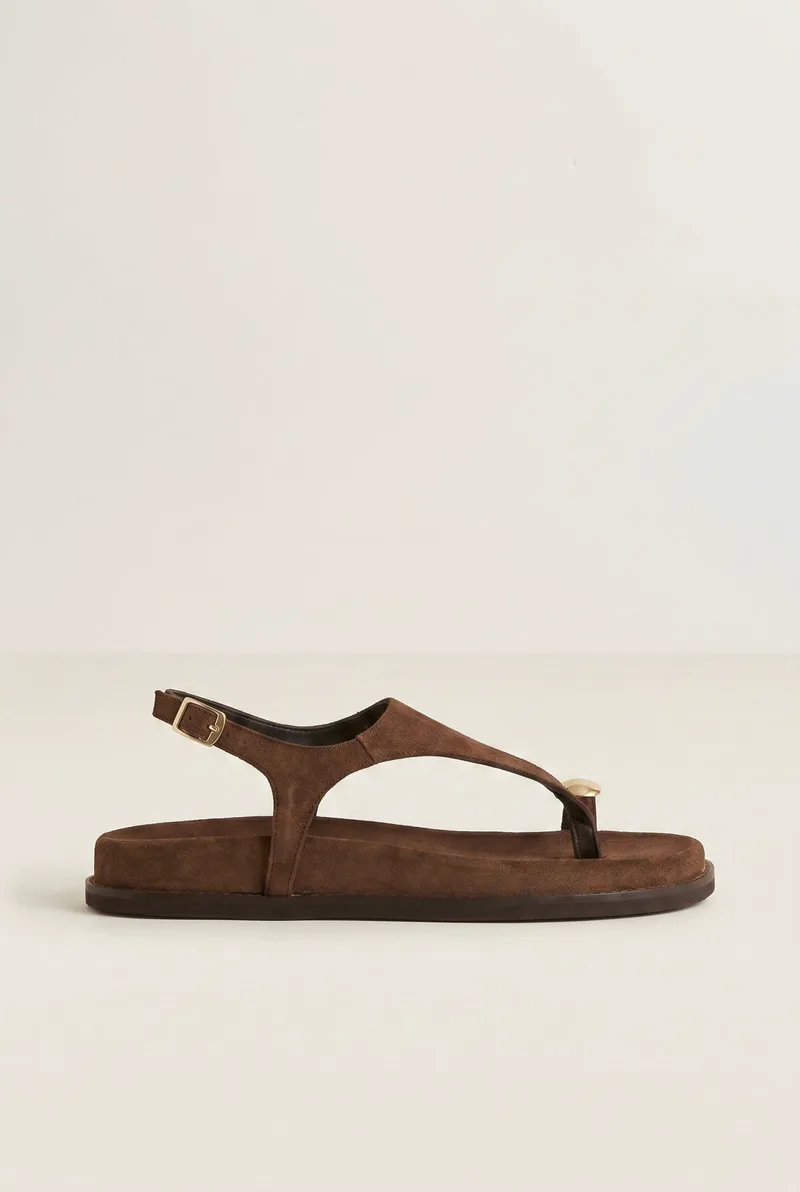 IRIS Toe Ring Sandals Buckle Strap - OLI SAND - Καφέ Σουέτ