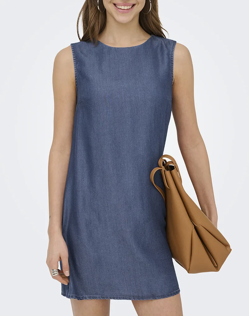 ONLY ONLCHARIS LIFE SL SHORT DRESS WVN CC 15363981-Dark Blue Denim DenimDarkBlue