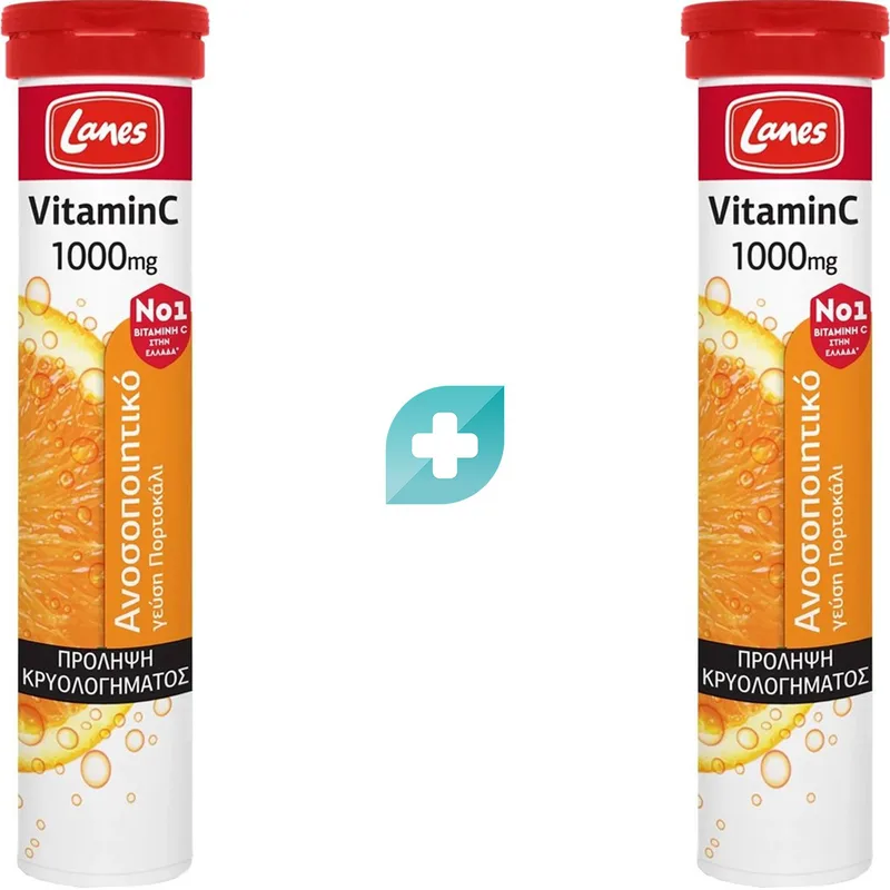 Σετ Lanes Vitamin C 1000mg Συμπλήρωμα Διατροφής με Βιταμίνη C για Ενίσχυση του Ανοσοποιητικού με Γεύση Πορτοκάλι 40 Effer.tabs (2x20 Effer.tabs)