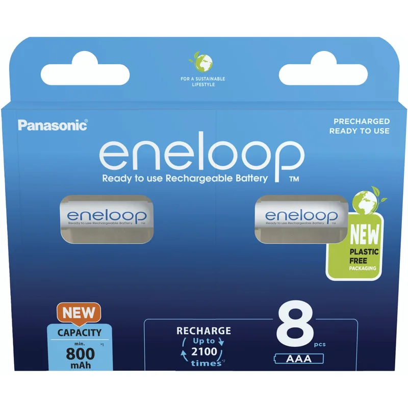 1x8 Panasonic Eneloop Micro AAA 800mAh Ni-MH BK-4MCDE/8BE