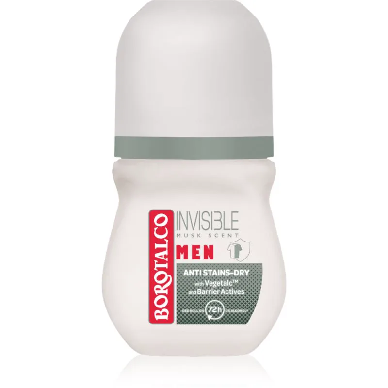 Borotalco MEN Invisible αποσμητικό ρολλ-ον μπίλια 72 ώρες αρώματα Musk 50 ml