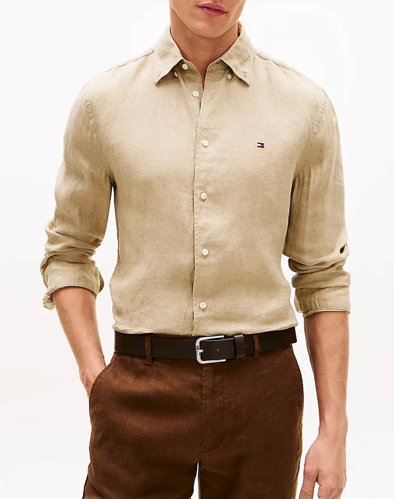 TOMMY HILFIGER PIGMENT DYED LI SOLID RF SHIRT MW0MW41530-RBT Biege