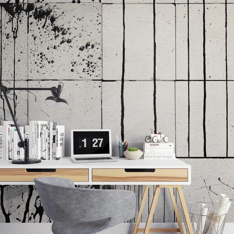 Αυτοκόλλητη Ταπετσαρία τοίχου WATERCOLOR LINES B&W