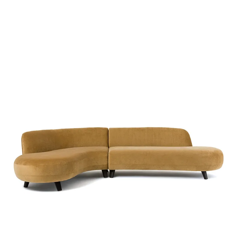 Γωνιακός καναπές από λινό βελούδο Μ183xΠ277xΥ75cm